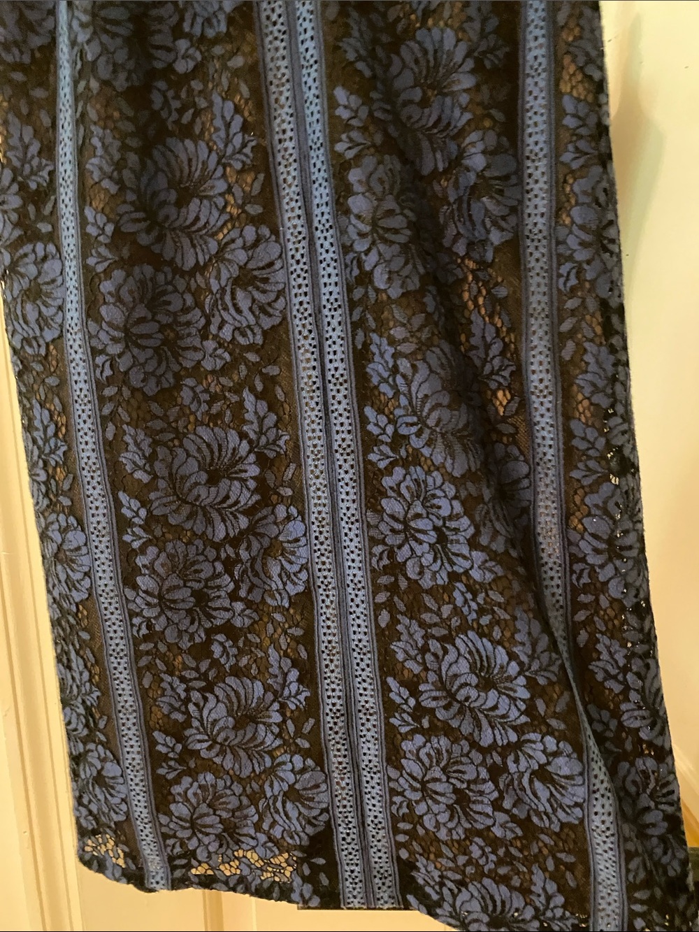 BCBGMaxAzria Navy Blue Lace Maxi Dress with Cap Sleeves - Picture 14 of 15